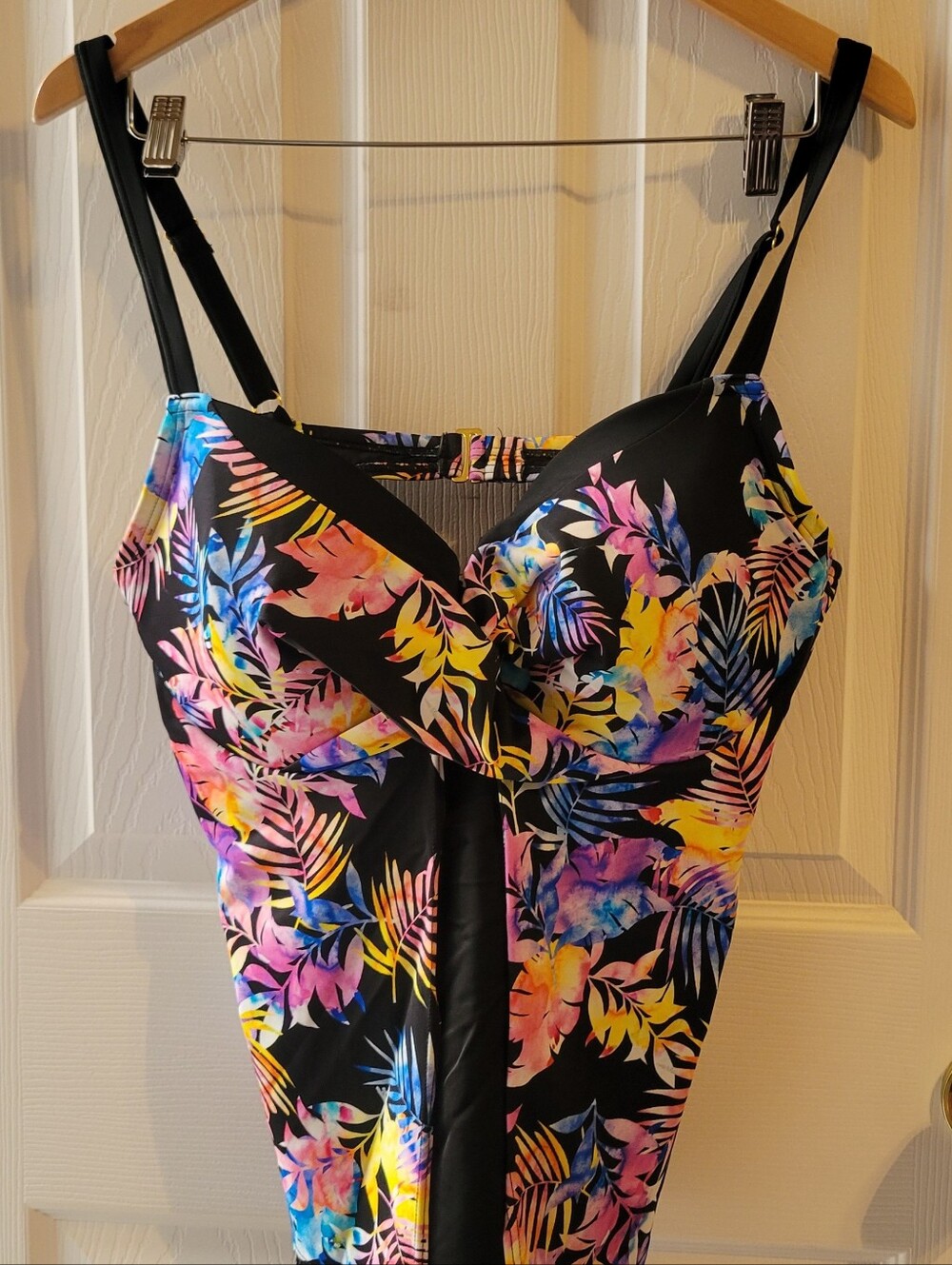 Swimsuits For All Black with Floral One-Piece
